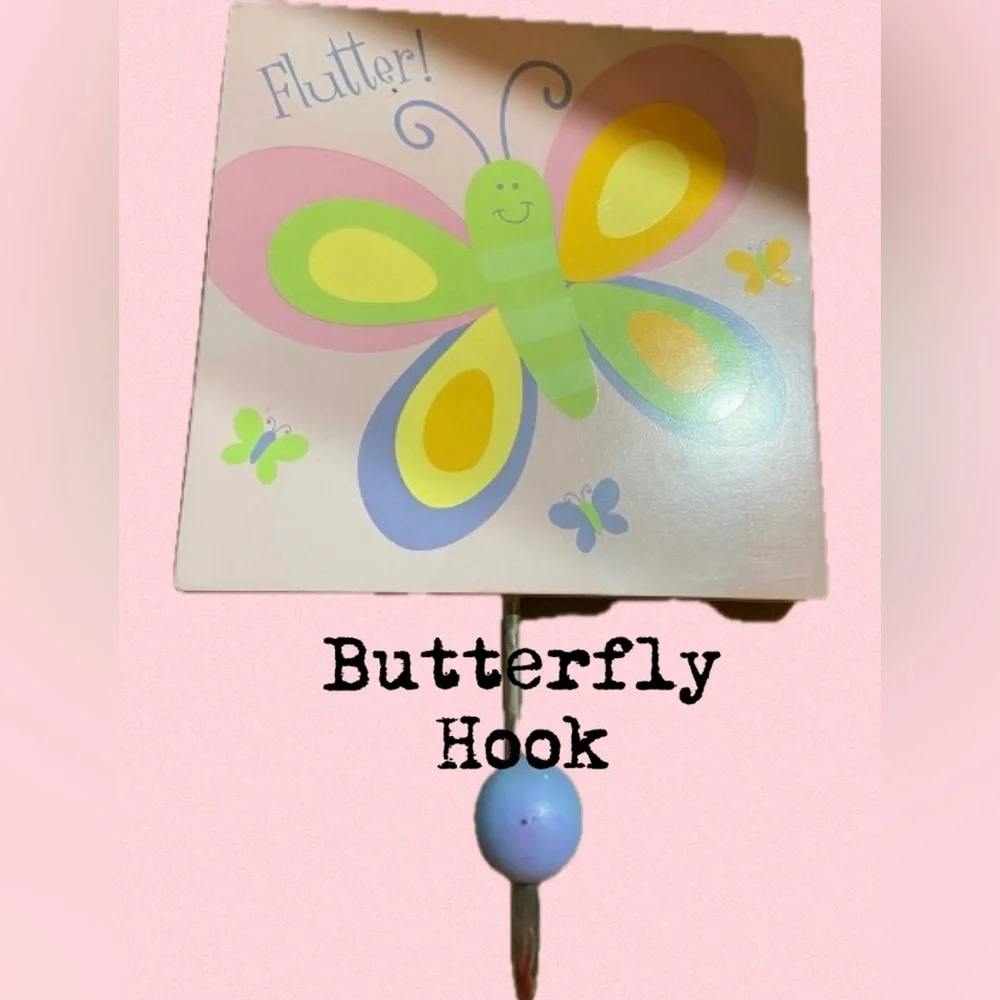 Buttery Hanging pink, yellow & green & blue plaque with hook